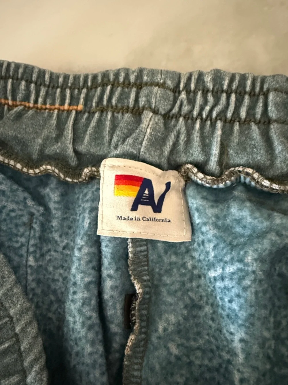 Aviator Nation Teal Sweatshorts with Rainbow Tag - Picture 2 of 6